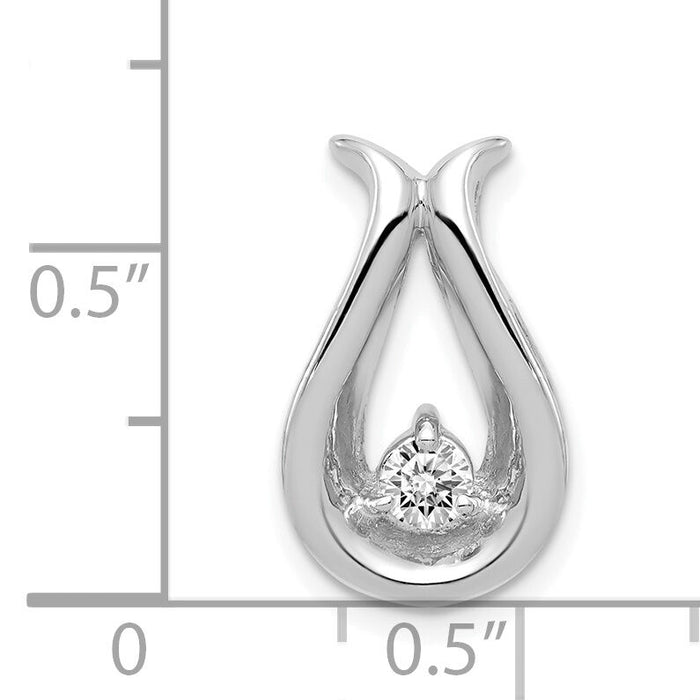 14k White Gold 3.4mm A Diamond Teardrop Shape Chain Slide-XP677A