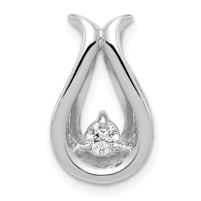 14k White Gold 3.4mm A Diamond Teardrop Shape Chain Slide-XP677A