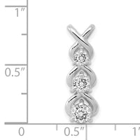 14k White Gold A Diamond 3 Stone Criss-Cross Chain Slide-XP683A