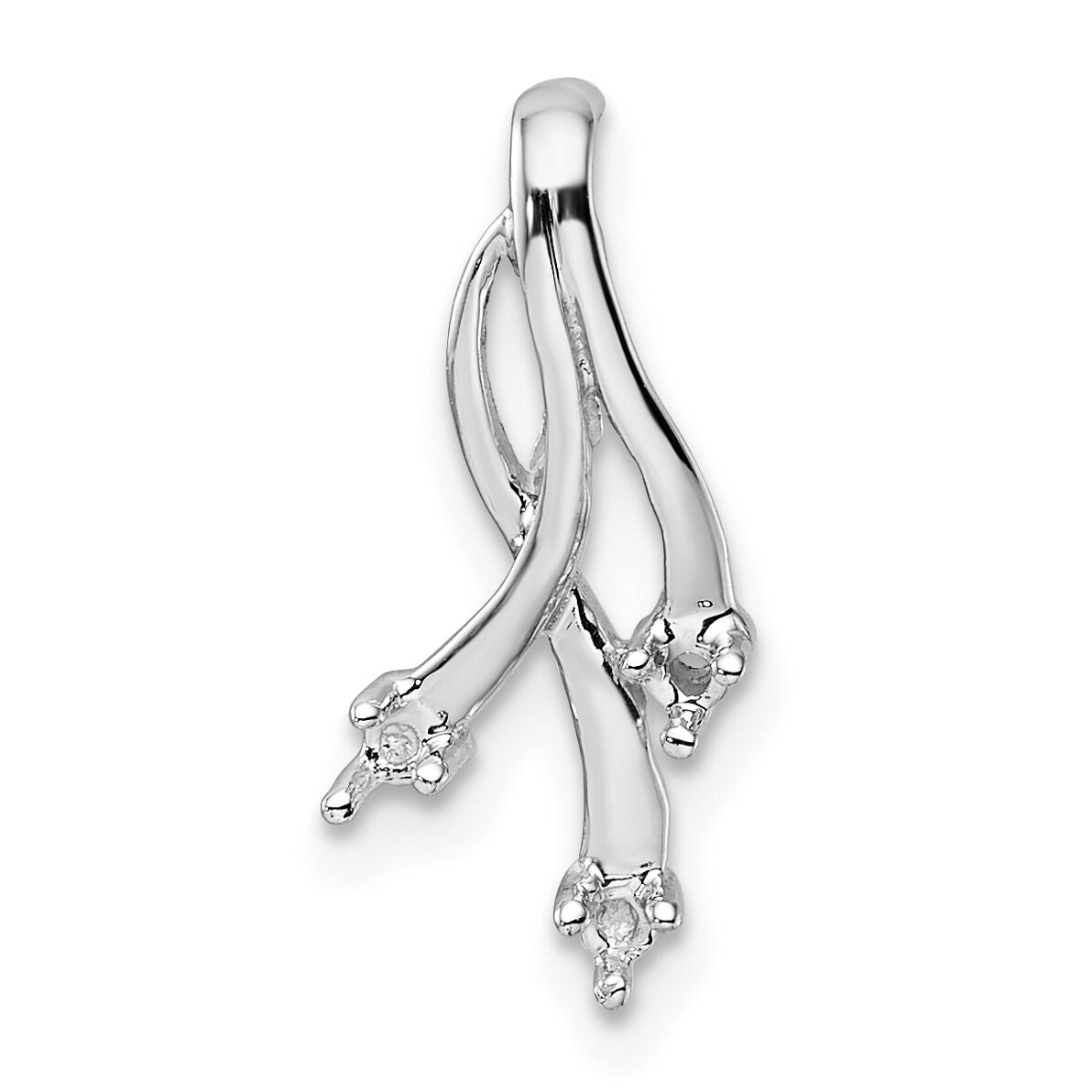 14k White Gold Holds 3-1.6mm Stone Twisted Chain Slide Mounting-XP893