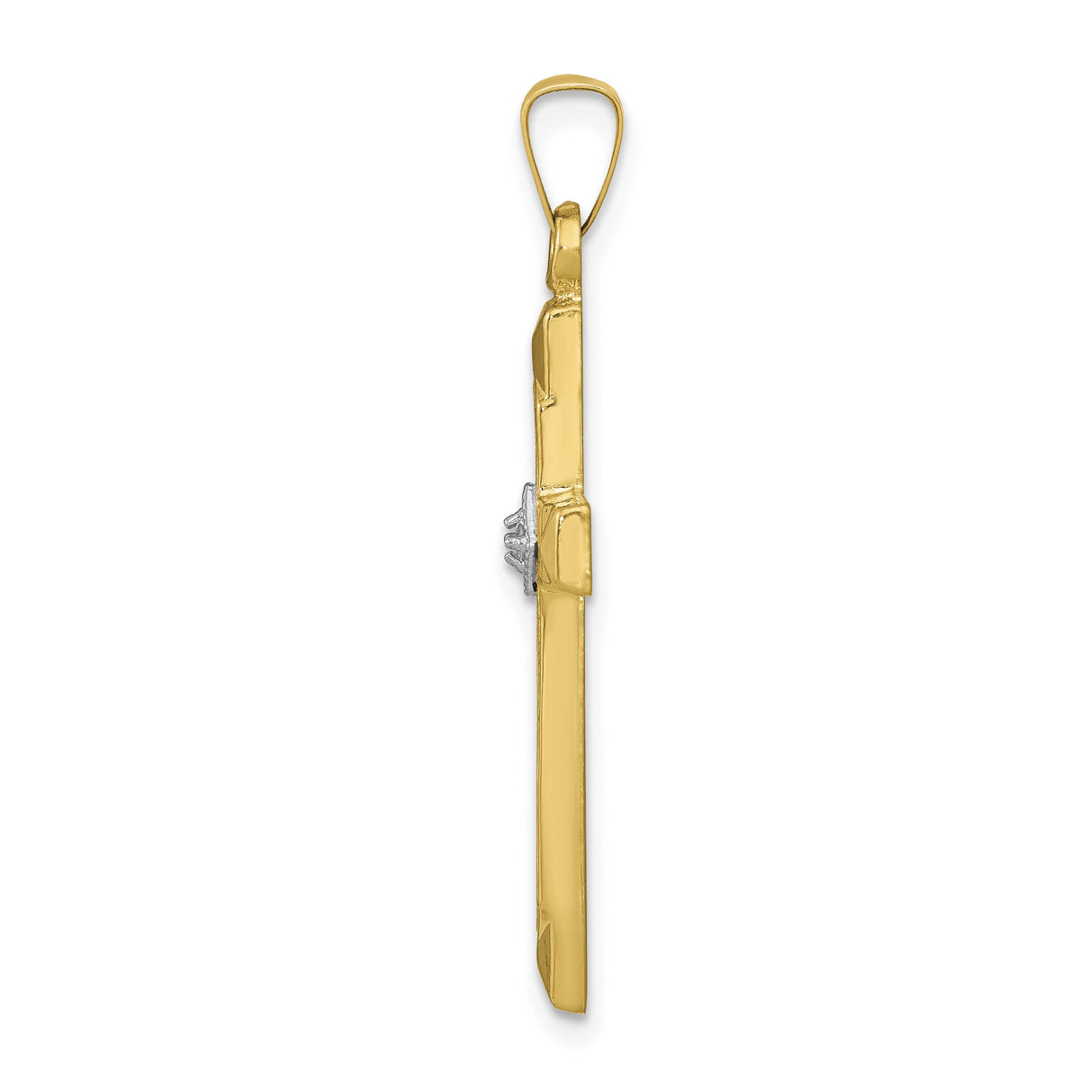 14k Textured and Polished Diamond Cross Pendant-XP90AA