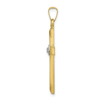 14k Textured and Polished Diamond Cross Pendant-XP90AA