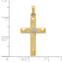 14k Textured and Polished Diamond Cross Pendant-XP90AA