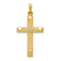 14k Textured and Polished Diamond Cross Pendant-XP90AA