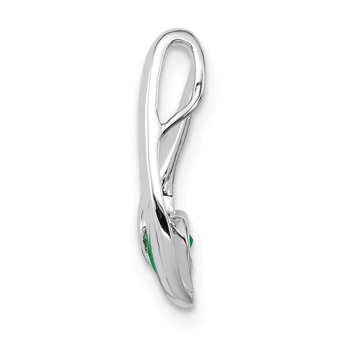 14k White Gold 4mm Emerald Pendant-XP949E
