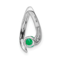 14k White Gold 4mm Emerald Pendant-XP949E