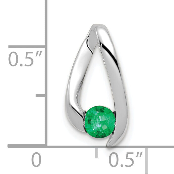 14k White Gold 4mm Emerald Pendant-XP949E
