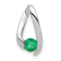 14k White Gold 4mm Emerald Pendant-XP949E