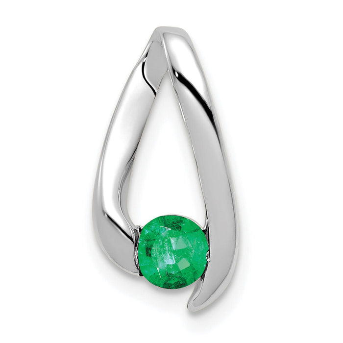 14k White Gold 4mm Emerald Pendant-XP949E