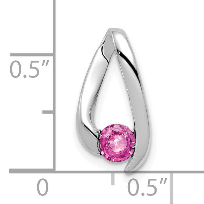 14k White Gold 4mm Pink Sapphire pendant-XP949SP