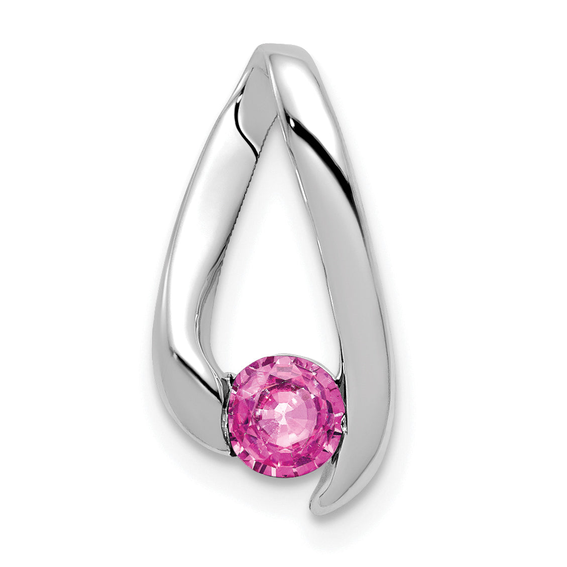 14k White Gold 4mm Pink Sapphire pendant-XP949SP