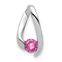 14k White Gold 4mm Pink Sapphire pendant-XP949SP