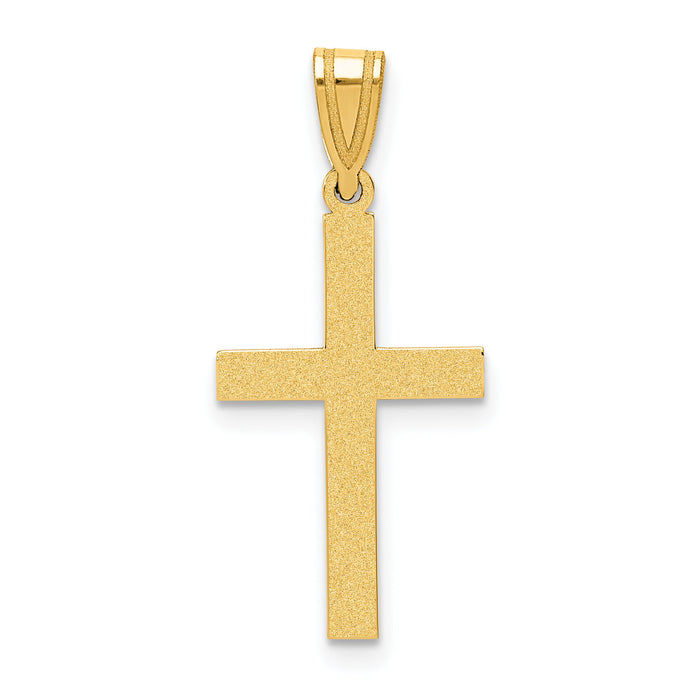 14k Sandblasted Cross Pendant-XR100