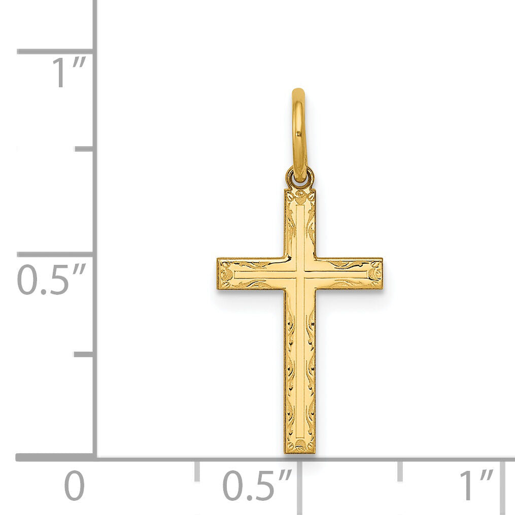 14K Laser Designed Cross Charm-XR1008