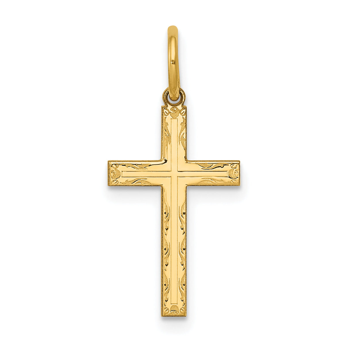 14K Laser Designed Cross Charm-XR1008