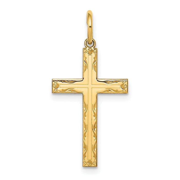 14K Laser Designed Cross Pendant-XR1009