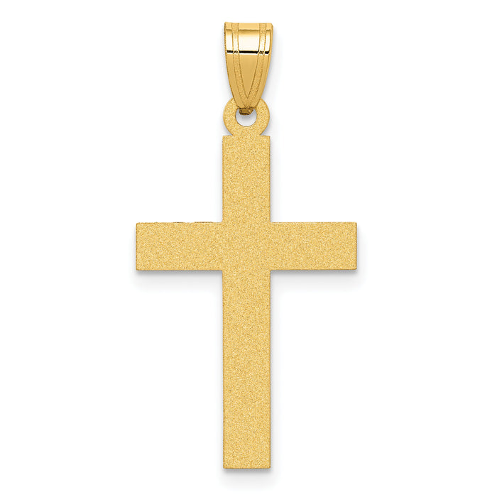 14k Sandblasted Cross Pendant-XR101
