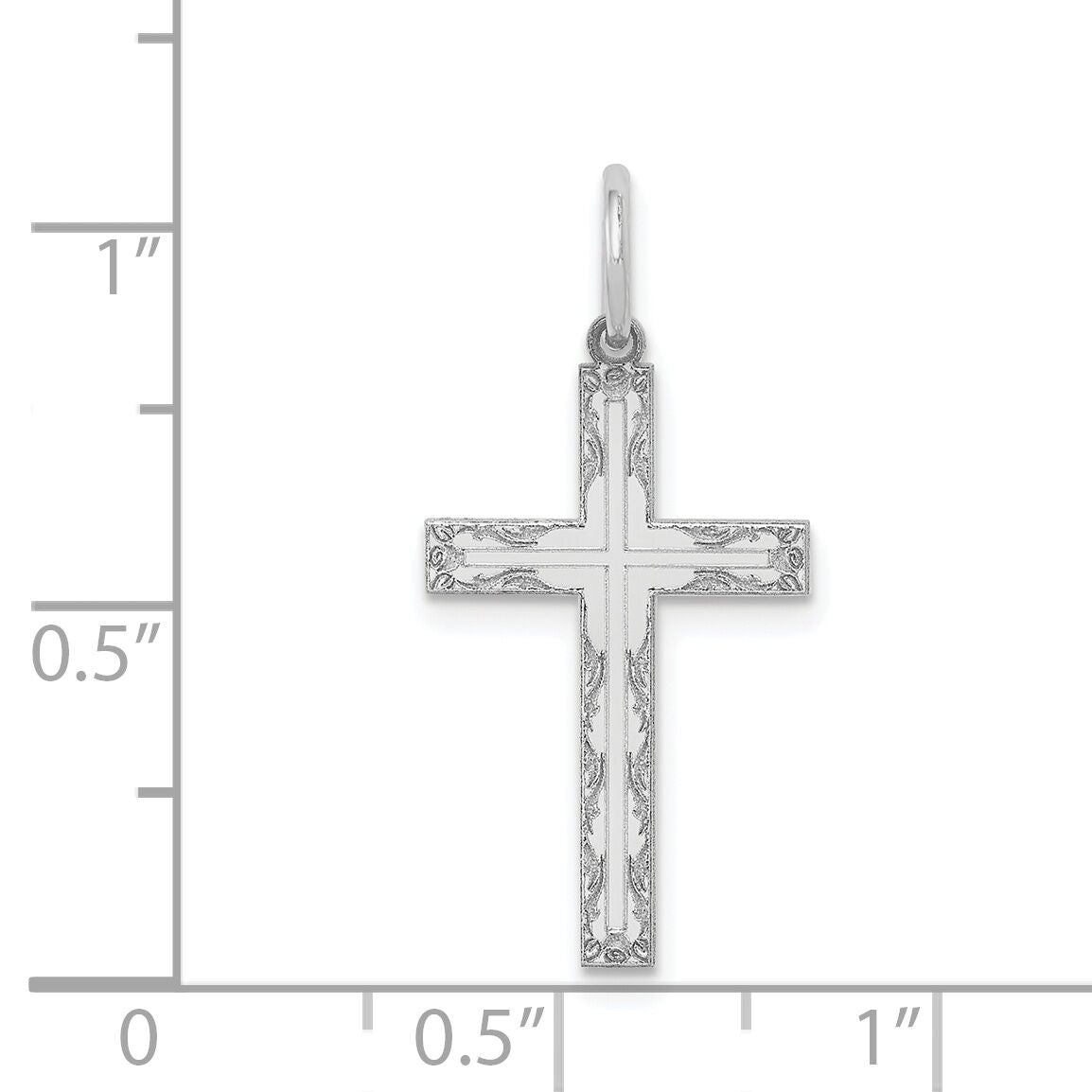 14K White Gold Laser Designed Cross Pendant-XR1013
