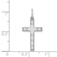 14K White Gold Laser Designed Cross Pendant-XR1013