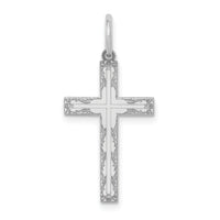 14K White Gold Laser Designed Cross Pendant-XR1013