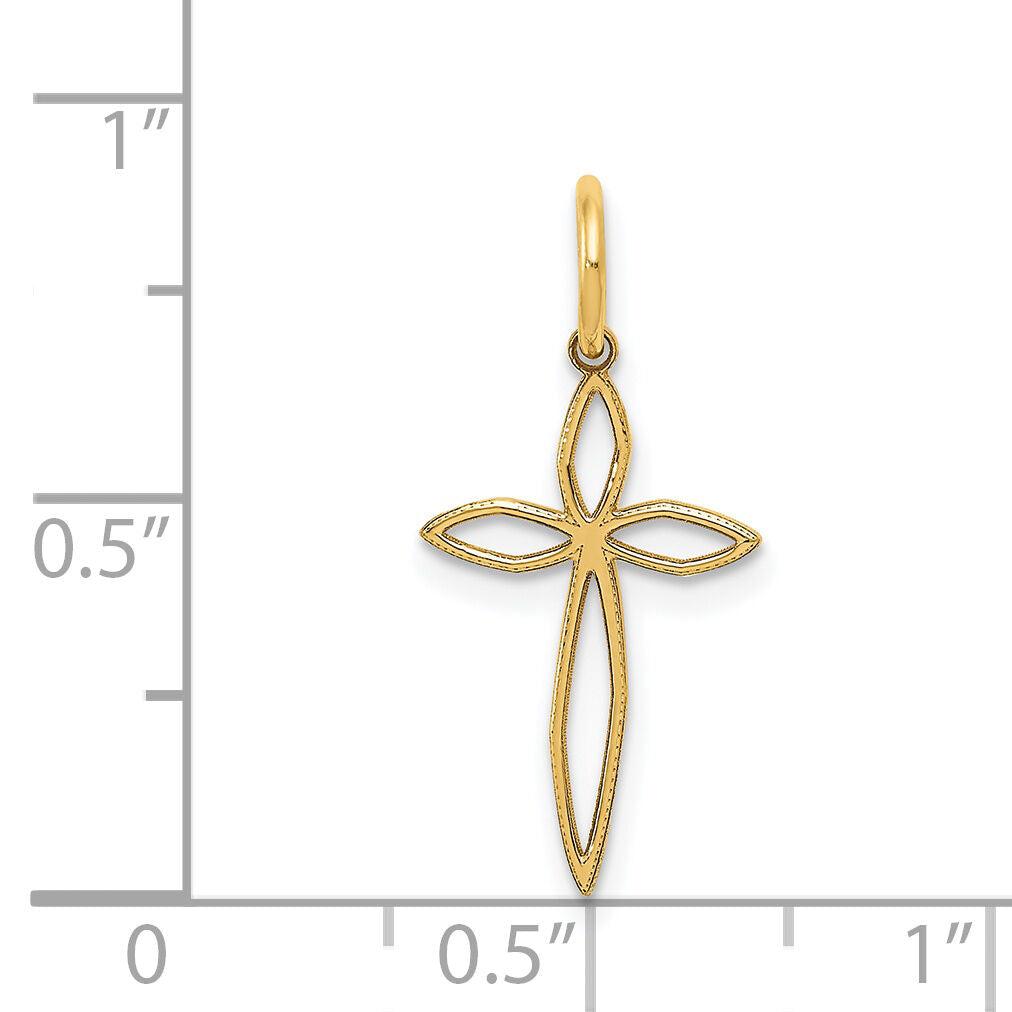 14K Laser Designed Passion Cross Charm-XR1036