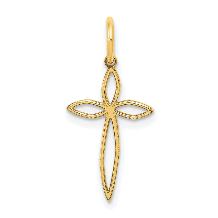 14K Laser Designed Passion Cross Charm-XR1036