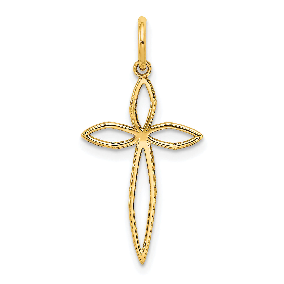 14K Laser Designed Passion Cross Charm-XR1037