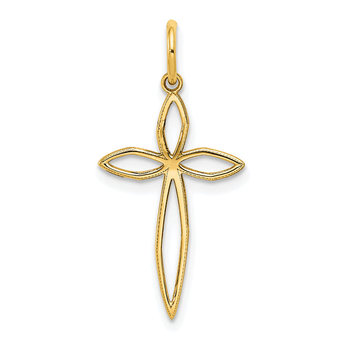 14K Laser Designed Passion Cross Charm-XR1037