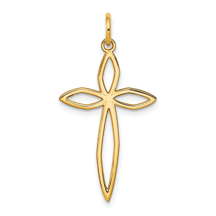 14K Laser Designed Passion Cross Pendant-XR1038