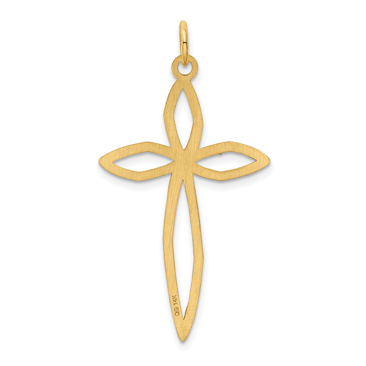 14K Laser Designed Passion Cross Pendant-XR1039
