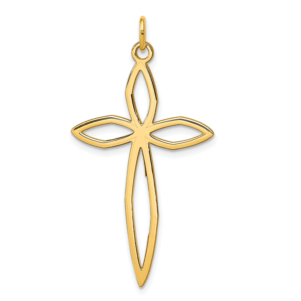 14K Laser Designed Passion Cross Pendant-XR1039