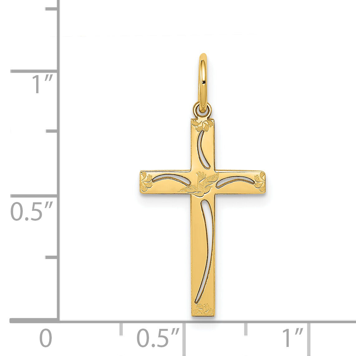 14K Laser Designed Cross Charm-XR1049