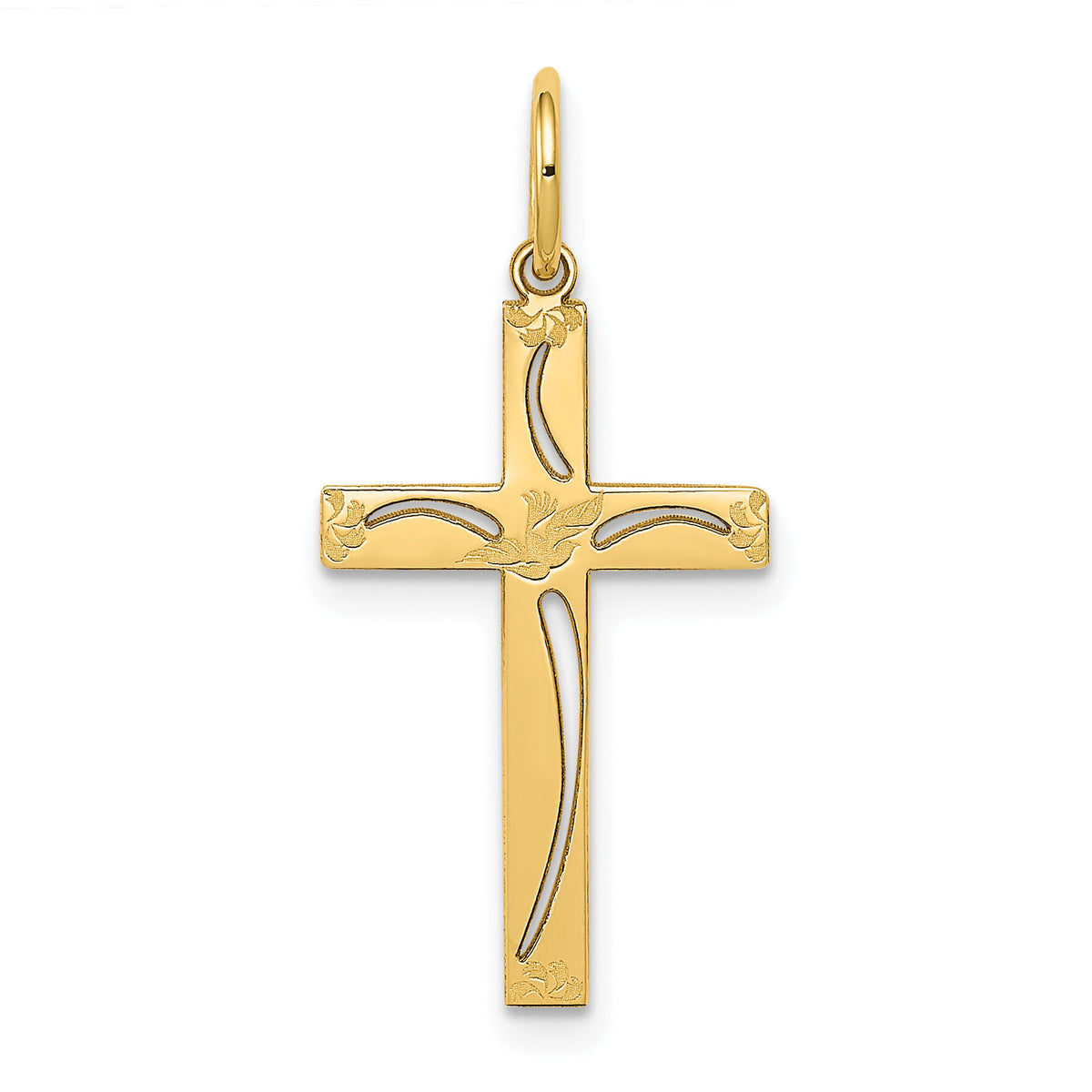 14K Laser Designed Cross Charm-XR1049