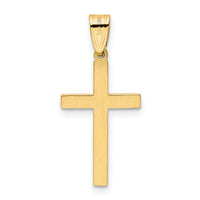 14k Solid Laser Etched Cross Pendant-XR106