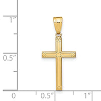 14k Solid Laser Etched Cross Pendant-XR106