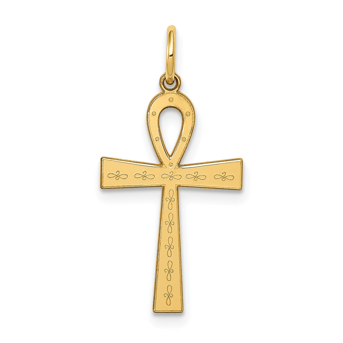 14K Laser Designed Ankh Cross Charm-XR1065