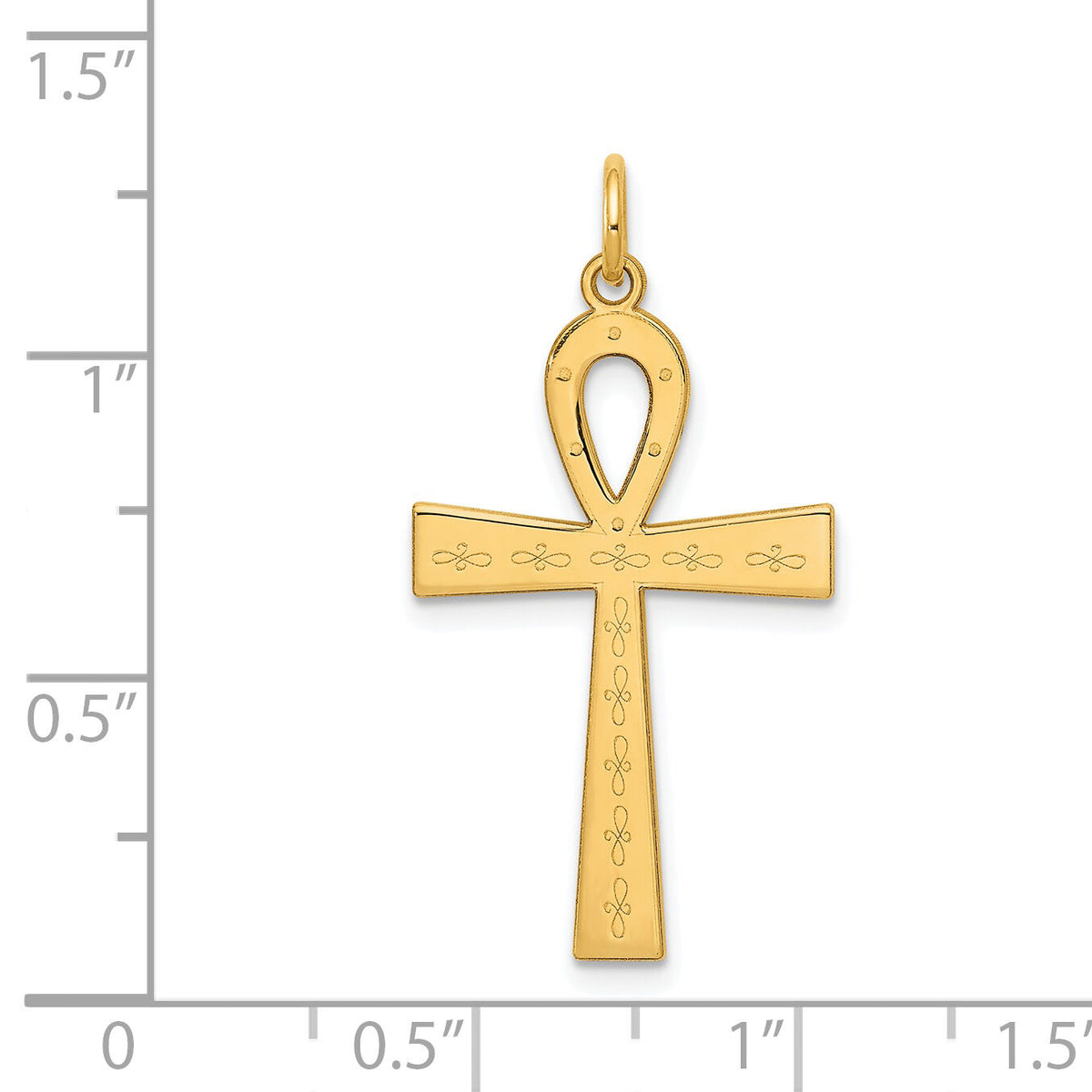 14K Laser Designed Ankh Cross Pendant-XR1066