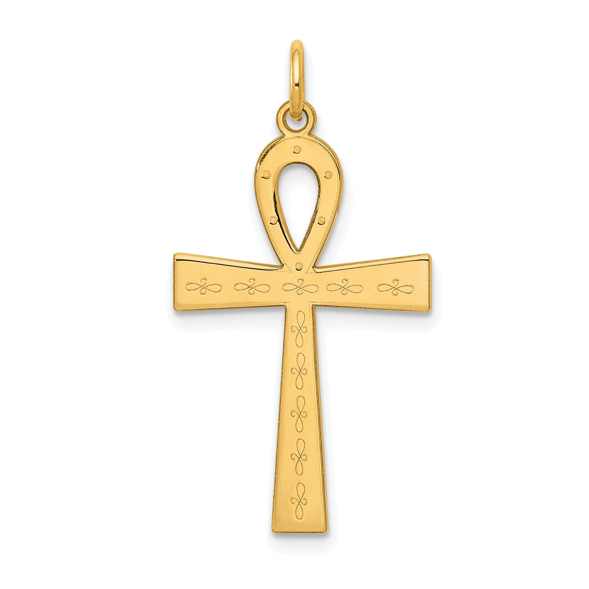 14K Laser Designed Ankh Cross Pendant-XR1066