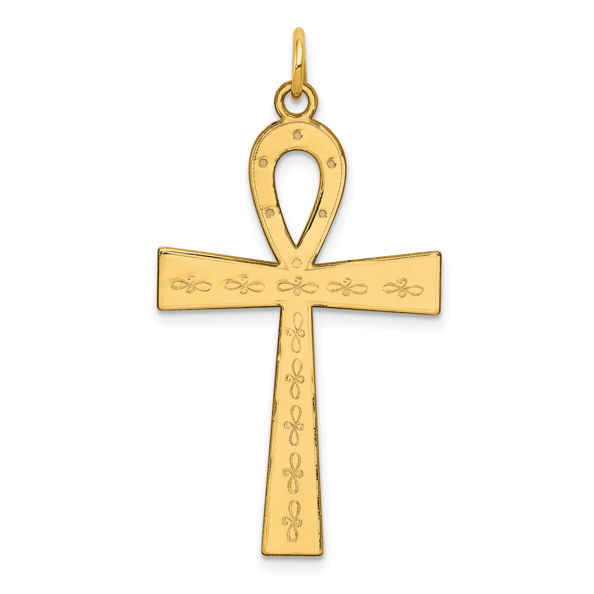 14K Laser Designed Ankh Cross Pendant-XR1067