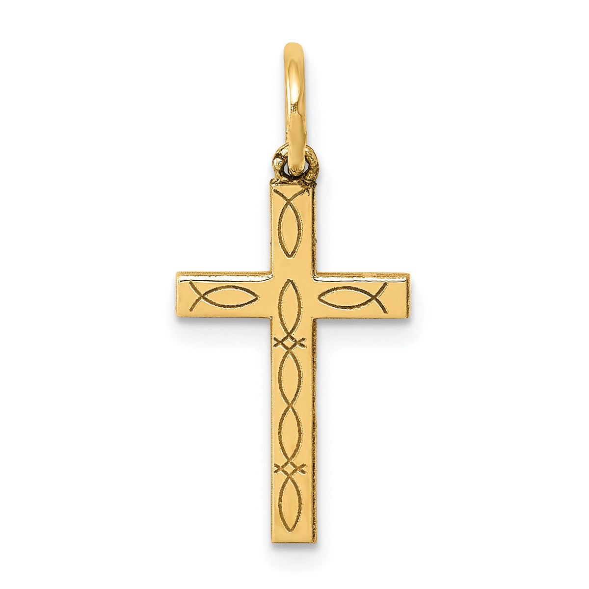 14K Laser Cut Ichthus Cross Charm-XR1078