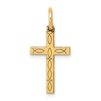 14K Laser Cut Ichthus Cross Charm-XR1078