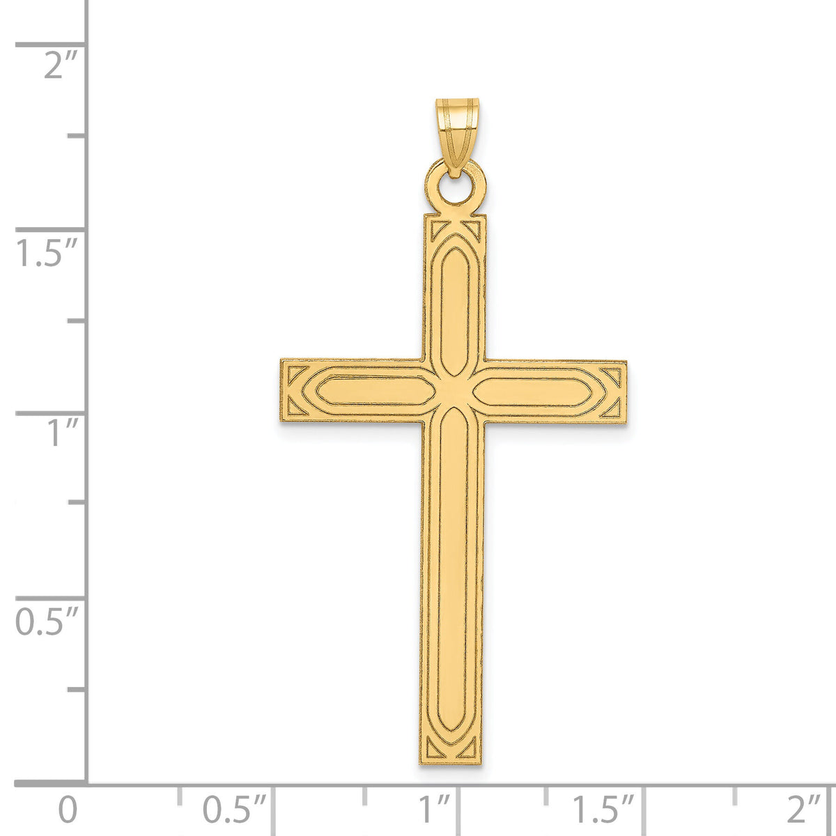 14k Solid Laser Etched Cross Pendant-XR109