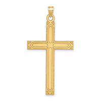 14k Solid Laser Etched Cross Pendant-XR109