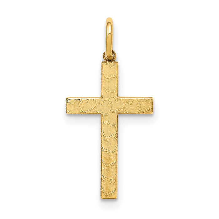 14K Laser Designed Cross Charm-XR1090