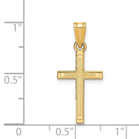 14k Solid Laser Etched Cross Pendant-XR114