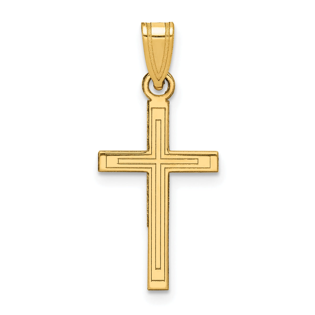 14k Solid Laser Etched Cross Pendant-XR114
