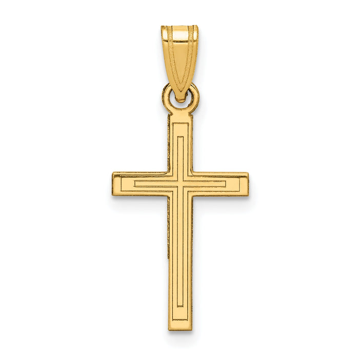 14k Solid Laser Etched Cross Pendant-XR114