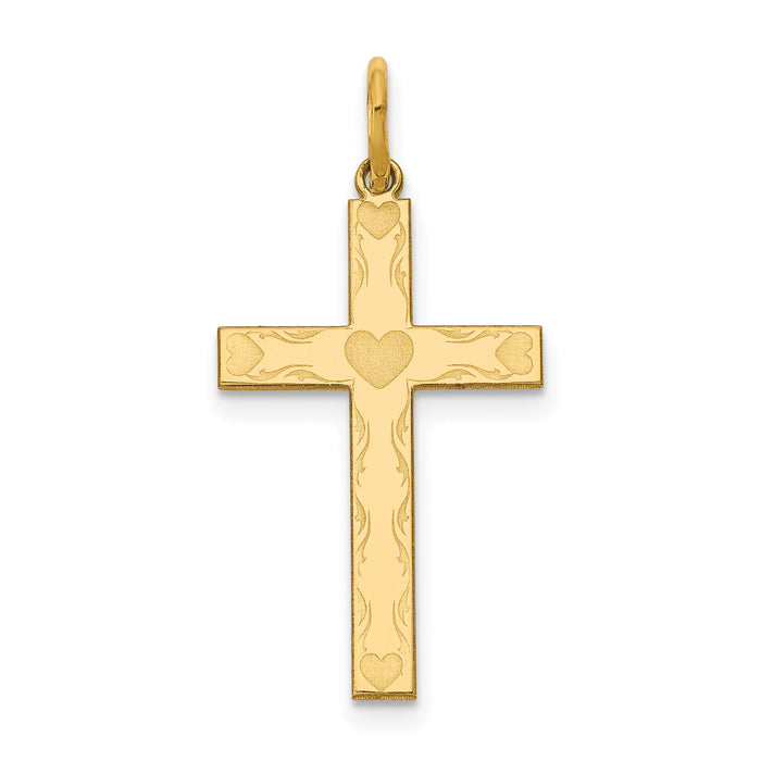 14K Laser Designed Cross Charm-XR1145