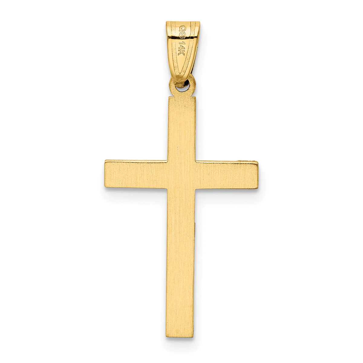 14k Solid Laser Etched Cross Pendant-XR115