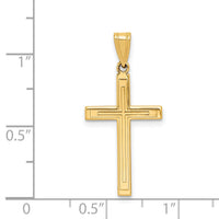 14k Solid Laser Etched Cross Pendant-XR115